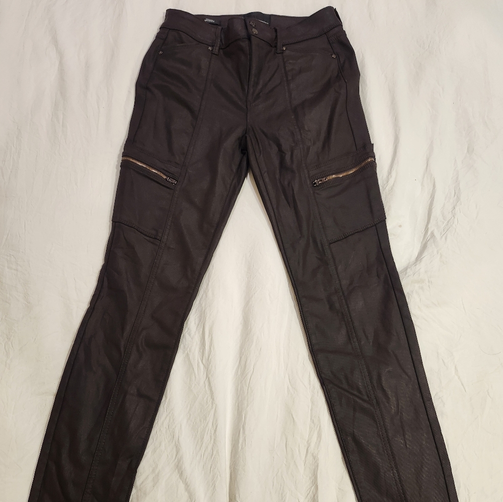 White House Black Market Coated Brown Skinny Pants Size 4